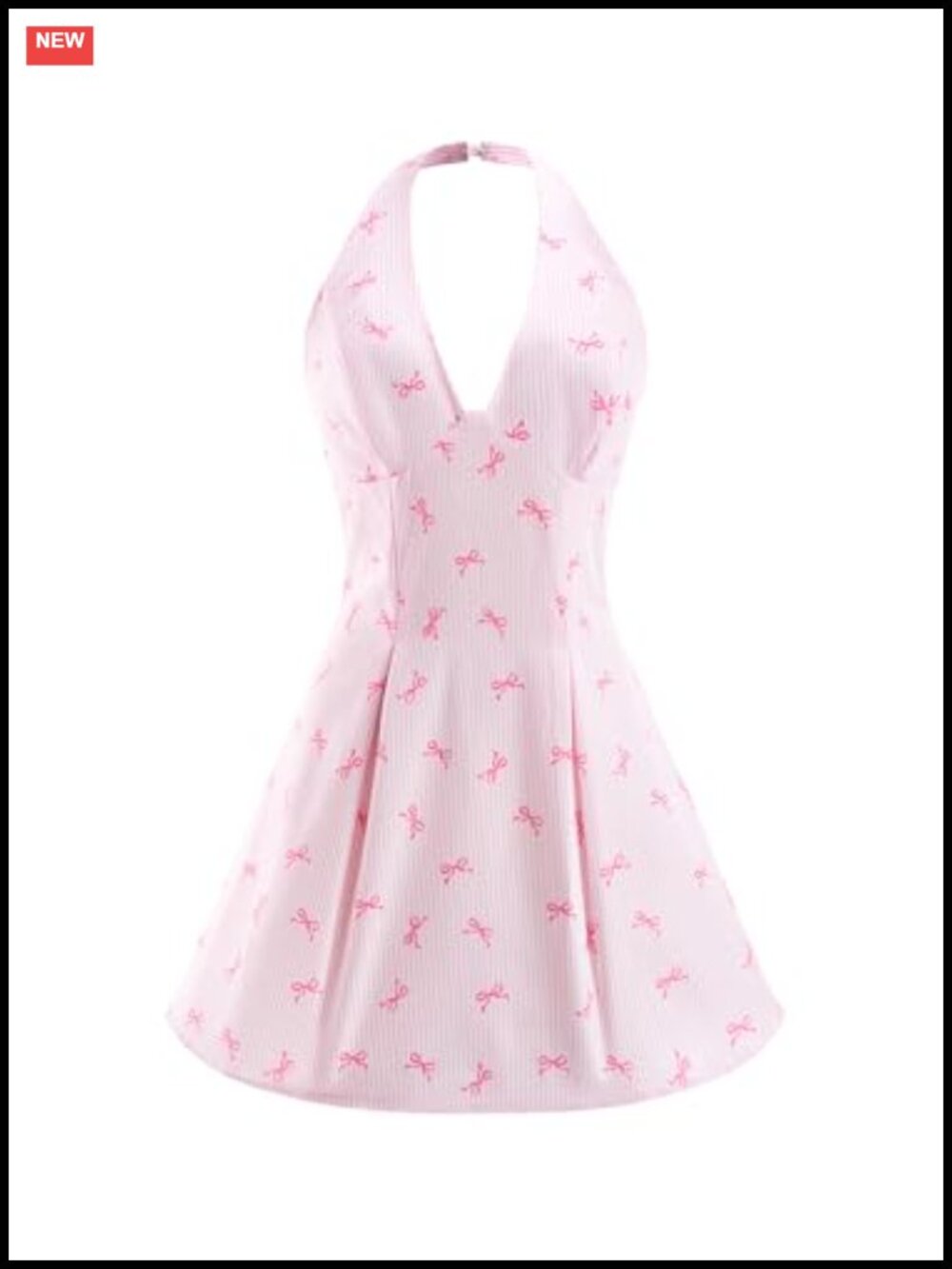 Y2k Bow Striped Halter Mini Dress Summer Sleeveless A Line Flowy Cute Going Out
